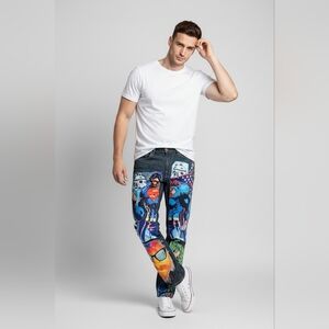 Graphic Superhero Men's Straight Jeans